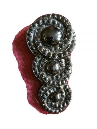 Rare Antique Victorian Whitby Jet Mourning Dress Clip Stunning