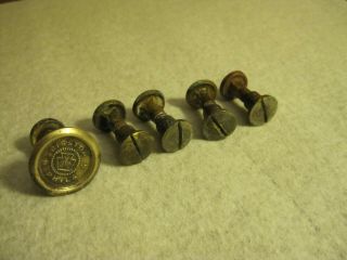 Vintage Antique Disston Hand Saw Brass Bolts For Handle With Name Logo