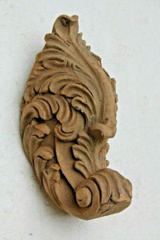 Rare Hand Carved French Gothic Fancy Church Wood Carving Swirl Plaque Bracket