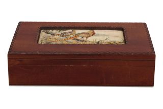 J & J Cash Ltd wooden Jewelry box Woven Pheasant Polish hand crafted 2