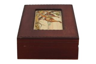 J & J Cash Ltd wooden Jewelry box Woven Pheasant Polish hand crafted 3