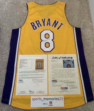 Kobe Bryant Signed Autographed Jersey Yellow/home 8 – (psa/dna & Jsa) - Rare