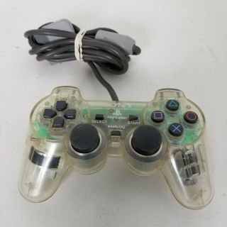 Sony Ps1 Playstation Rare Wired Transparent Clear Controller Authentic