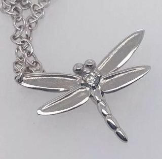 Rare Dragonfly Tiffany & Co 18ct 18k White Gold Diamond Necklace
