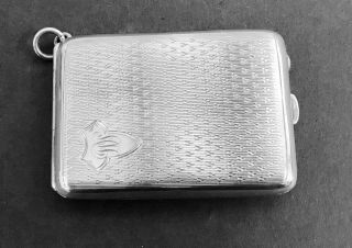 A Lovely Antique Solid Silver Card Case,  Birmingham,  1929