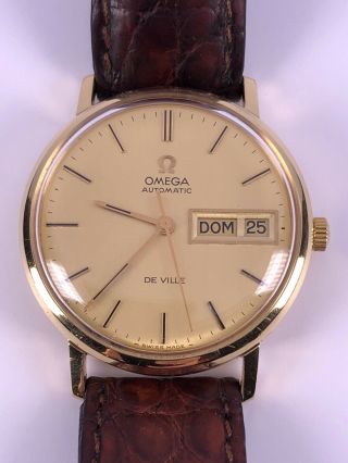 Vintage Omega Automatik 18k 750 Solid Gold Ref.  1011 Cal.  1022 Day - Date 60 
