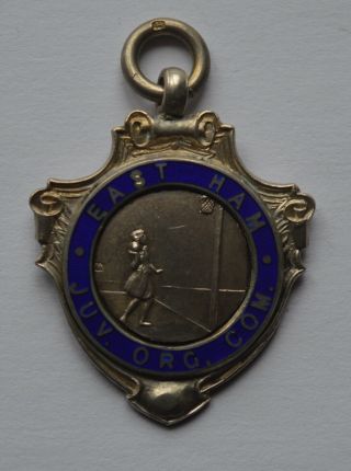 East Ham Netball Silver Enamel Fob Medal 1926 Birmingham Hallmark