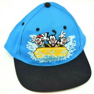 Vintage Rare 1997 Animaniacs Six Flags Water Slide Snapback Hat Blue & Black