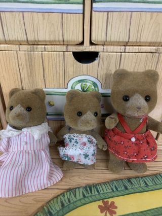 Calico Critters Sylvanian Families Vintage Brown Bear Babies Family