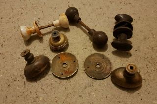 Old Brass & bakalite Door Knobs Vintage Antique Reclaimed 3