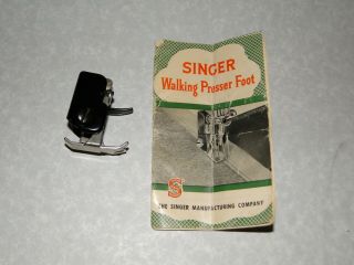 Vintage Singer Usa Walking Presser Foot With Instructions Rare 160741