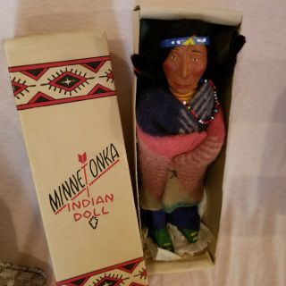 Vintage Antique Minnetonka Indian Chief Doll.  Box.  12 Inches. 3