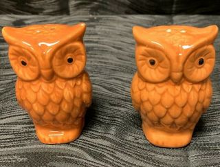 Vintage Ceramic Owl Salt And Pepper Shakers Rare Mid Century