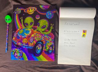 (reserved) Lisa Frank Aliens Zoomer And Zorbit Vintage Glitter Folder Rare