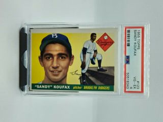 1955 Topps Sandy Koufax Rookie Rc Card Brooklyn Dodgers Psa Vg - Ex 4 Rare