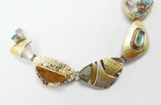 Rare Sonia Guttierrez Becher Artisan Sterling Silver & 22k Gold Bracelet 4