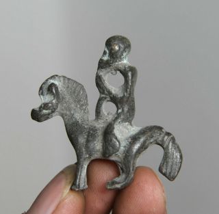 5cm Old China Bronze Dynasty Palace Feng Shui Monkey Ride Horse Pendants