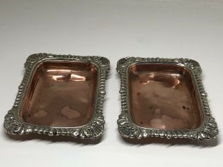 Antique Art Nouveau Silver Plated & Copper Pin Trays Trinket Card Trays