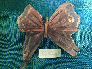 Antique Waxed Crepe Paper Butterfly Christmas Ornament