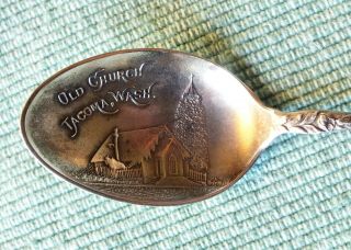 Vintage Sterling Silver Souvenir Spoon,  Old Church,  Tacoma Washington