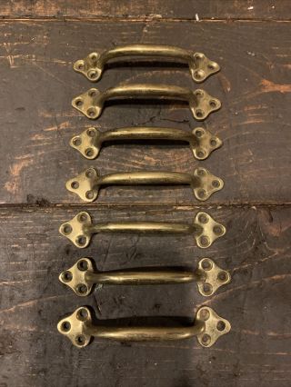 7 Vintage Reclaimed Solid Brass Drawer Pull Handles