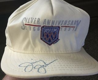 Rare & Unique Jimmy Johnson Dallas Cowboys Autographed Bowl Xxv Hat