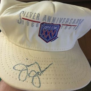 RARE & UNIQUE Jimmy Johnson Dallas Cowboys Autographed Bowl XXV Hat 2