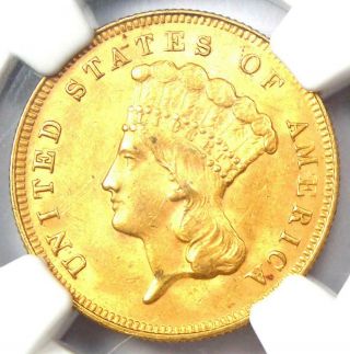 1878 Three Dollar Indian Gold Coin $3 - Ngc Uncirculated Detail (unc Ms) - Rare