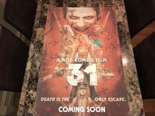 31 Rare Cast Signed 1 - Sheet Horror Movie Poster Rob Zombie Sheri Malcom Mcdowell