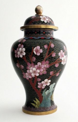 Chinese CloisonnÉ Urn Shaped Vase With A Lid Enamel On Brass