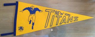 York Titans Afl Rare Yellow Pennant 1960 - 62 American Football League Ny Jets