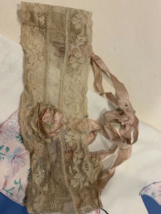 Gorgeous Piece Of Antique Lace W Ribbonwork
