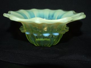 Antique Opalescent Uranium Glass Marmalade Preserve Dish
