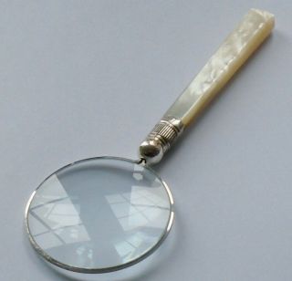 Sydney Beddall HM Silver Band MOP Handle Magnifying Glass Sheffield 1895 2