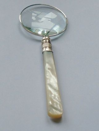 Sydney Beddall HM Silver Band MOP Handle Magnifying Glass Sheffield 1895 3
