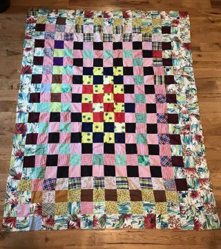 Hello Hawaii Antique Vintage Hand Sewn Stitched Quilt Top Measures 63 X 80