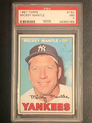 Rare Mickey Mantle 1967 Topps 150 Psa 7 Nm Centered York Yankees