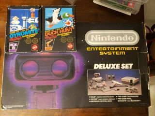 Nintendo Nes Deluxe Set R.  O.  B.  Zapper Cib Gyromite Cib Duck Hunt Rare Complete
