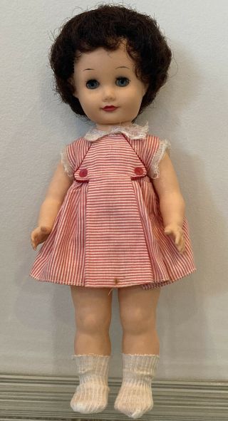 Vintage Brunette Squeeze Cry 12” Doll W/ Clothes Marked Furga,  Italy