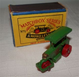 Rare,  Curved Roof.  1950s.  Matchbox Lesney 1 A Aveling Road Roller.  Almint
