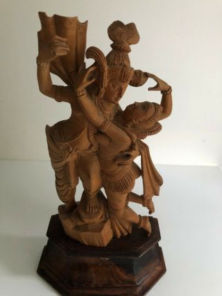 Vintage Early 20th Century Indian Hand Carved Group Of A Couple Dancing.