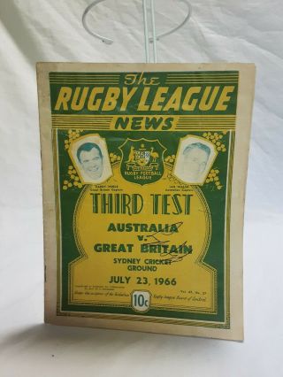 Rare Rugby League News July 23rd 1966,  Britain V Aust,  With Cover Signatures