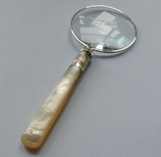 Walker&hall Hm Silver Band Mop Handle Magnifying Glass Sheffield 1903
