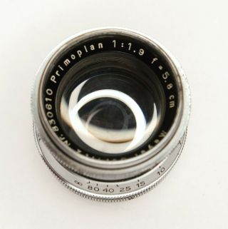 Meyer - Optik Gorlitz Primoplan 5.  8cm f/1.  9 Lens Exakta Prewar Heavy Chrome Rare 2