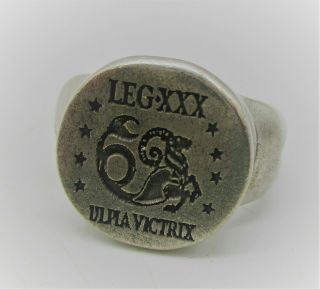 Ancient Roman Silver Legionary Seal Ring 