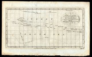 1784 John Hawkesworth Engraved Chart Otaheite (tahiti) Voyages Of Captain Cooke