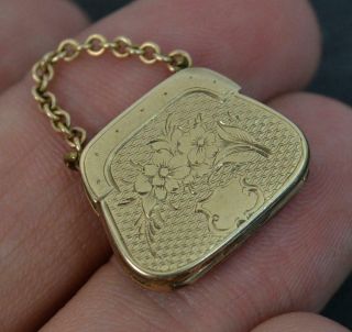 Rare Novelty Georgian 9ct Gold Purse Bag Shaped Mourning Locket Pendant