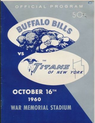 Rare 1960 Buffalo Bills Vs Ny Titans Program & Ticket Stubs - Bills 1st Season
