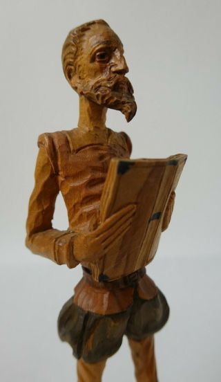 Vintage Spanish Carved Wooden Figure Of Don Quixote