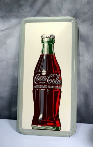 Vintage Rare 1953 Coca Cola Bottle Tin Sign Excelent